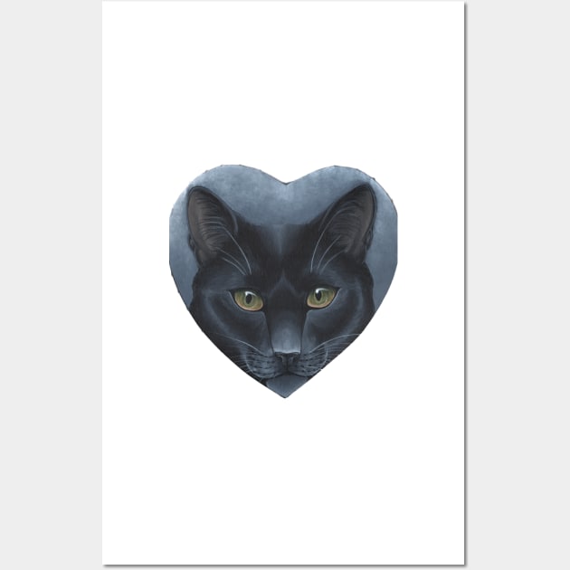 Black Cat Heart Portrait Wall Art by WolfySilver